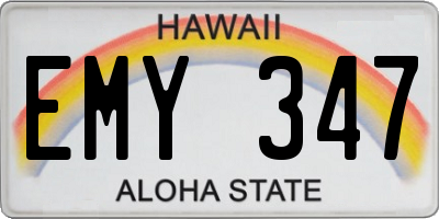 HI license plate EMY347