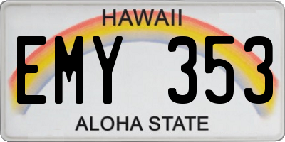 HI license plate EMY353