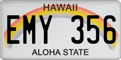 HI license plate EMY356