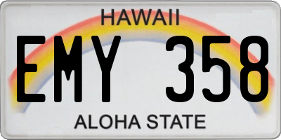 HI license plate EMY358