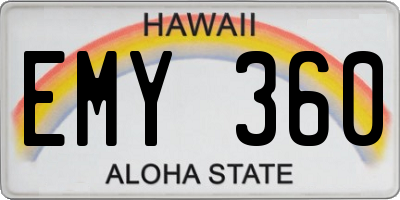 HI license plate EMY360
