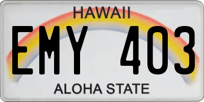 HI license plate EMY403