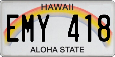 HI license plate EMY418