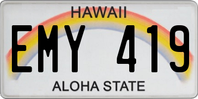 HI license plate EMY419