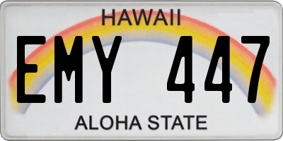 HI license plate EMY447