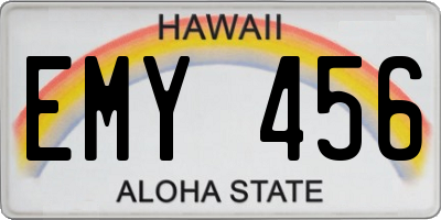 HI license plate EMY456