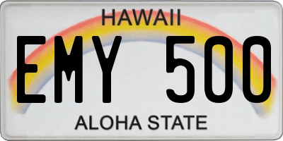 HI license plate EMY500