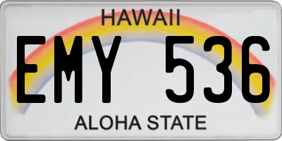 HI license plate EMY536