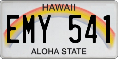 HI license plate EMY541