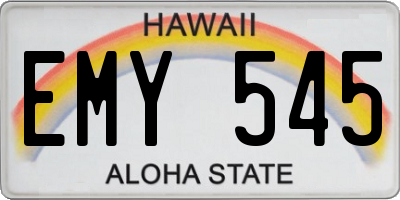HI license plate EMY545
