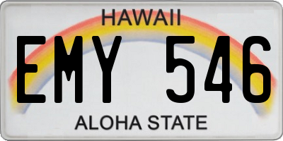 HI license plate EMY546