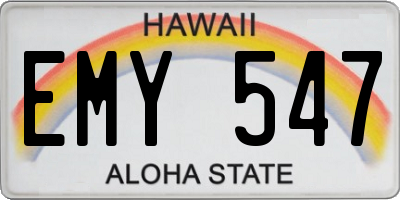 HI license plate EMY547