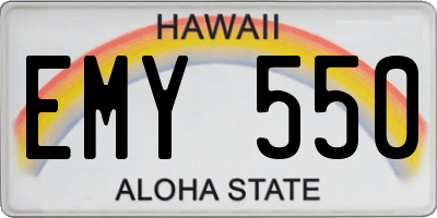 HI license plate EMY550