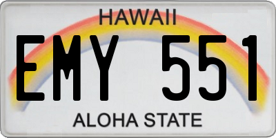 HI license plate EMY551