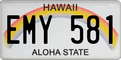 HI license plate EMY581