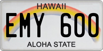 HI license plate EMY600