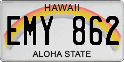 HI license plate EMY862