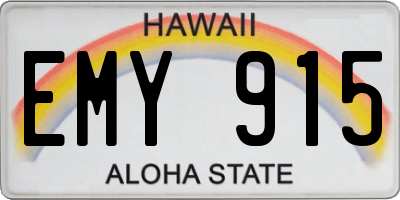 HI license plate EMY915