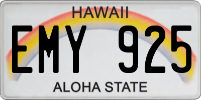 HI license plate EMY925