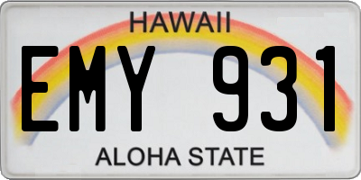 HI license plate EMY931