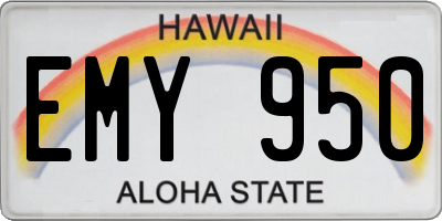 HI license plate EMY950