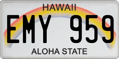 HI license plate EMY959