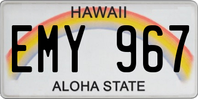 HI license plate EMY967