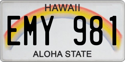 HI license plate EMY981