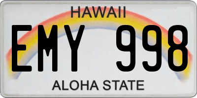 HI license plate EMY998