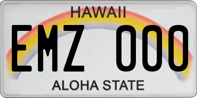 HI license plate EMZ000
