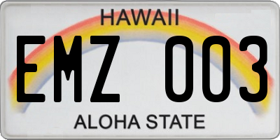 HI license plate EMZ003