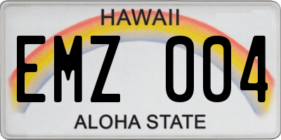 HI license plate EMZ004