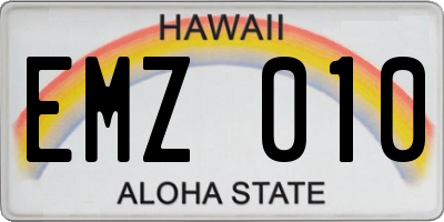 HI license plate EMZ010