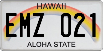 HI license plate EMZ021