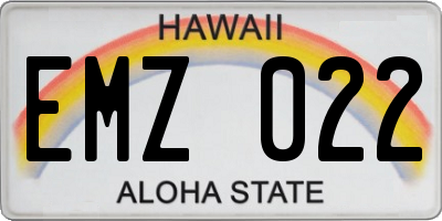 HI license plate EMZ022