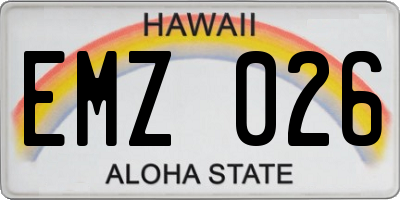 HI license plate EMZ026