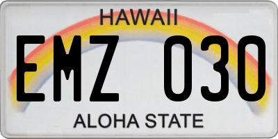 HI license plate EMZ030