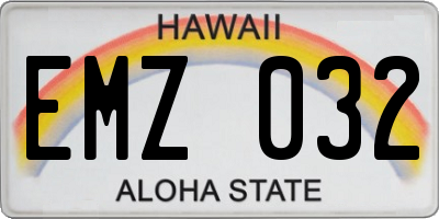 HI license plate EMZ032
