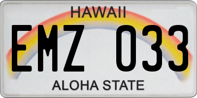 HI license plate EMZ033