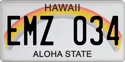 HI license plate EMZ034
