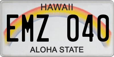 HI license plate EMZ040