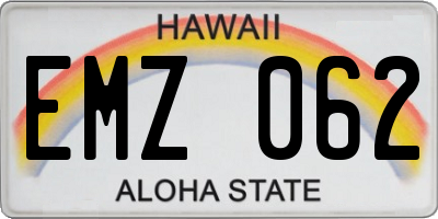 HI license plate EMZ062