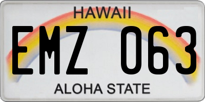 HI license plate EMZ063