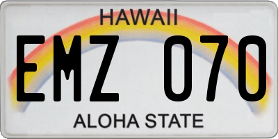 HI license plate EMZ070