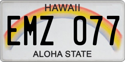 HI license plate EMZ077