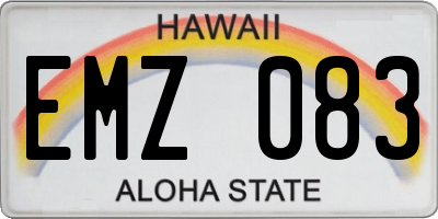 HI license plate EMZ083