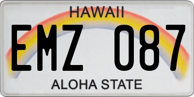 HI license plate EMZ087