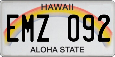 HI license plate EMZ092
