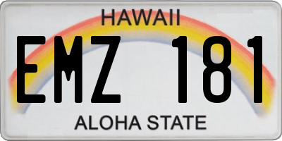 HI license plate EMZ181