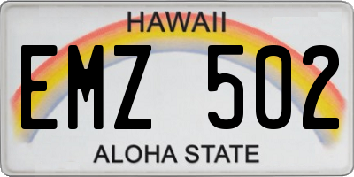 HI license plate EMZ502